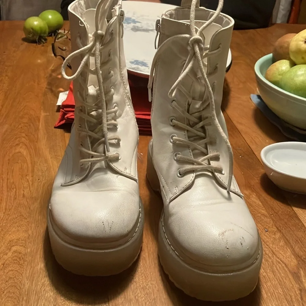 Jellypop moto combat white boot with zippers and jelly soles EU 37 / women’s 6.5 - Picture 2 of 13